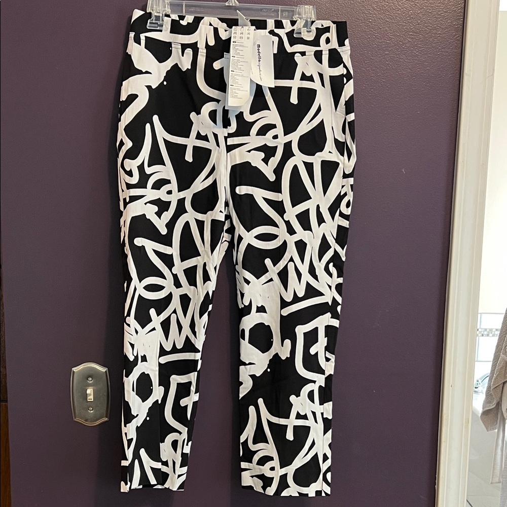 Joseph Ribkoff Black and White Ankle Pants